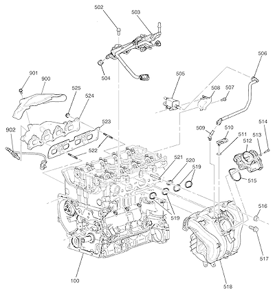 Imagem de Conjunto motor 2.4L L4 coletores e sistema de combustível (2011)