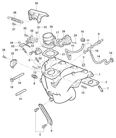 Imagem de Coletor de admissão e componentes do motor 16V (L34/LE6)
