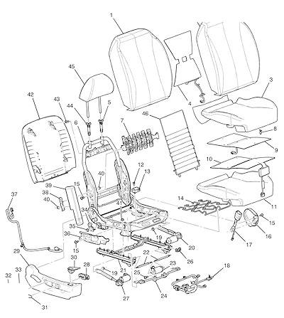 Imagem de Conjunto banco passageiro (2010) com estrutura, ajuste, aquecedor e airbag lateral
