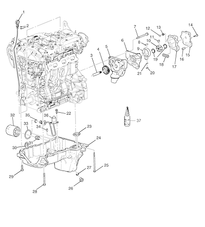 Imagem de Conjunto motor e motor parcial (2015–2022) com bomba e filtro de óleo
