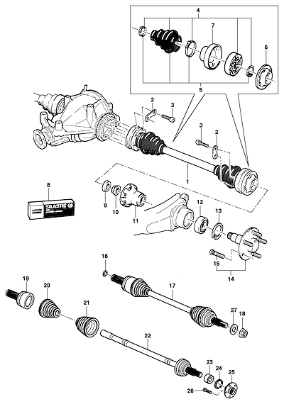 Imagem de Semi-eixo traseiro e componentes homocinéticos com rolamentos e vedadores essenciais