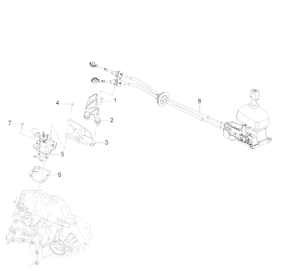 Imagem de Alavanca e componentes do câmbio manual para controle de marcha