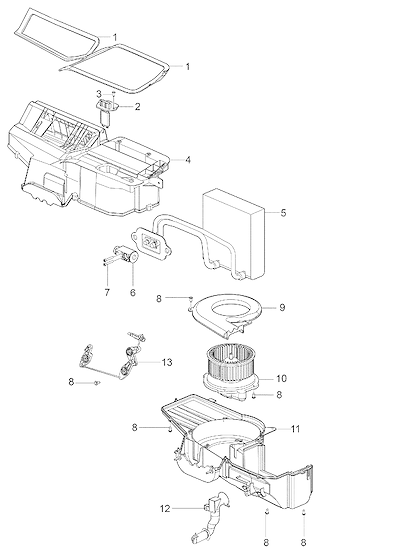 Imagem de Conjunto evaporador e componentes do ar-condicionado (2009–2010)
