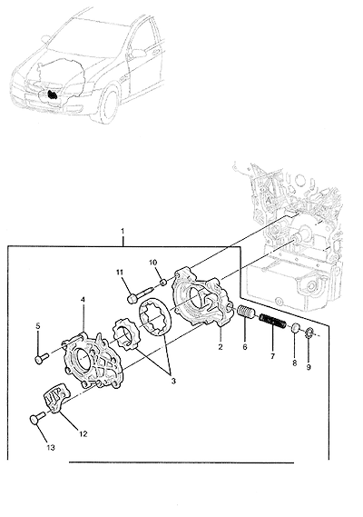 Imagem de Bomba de óleo motor V6 e componentes relacionados