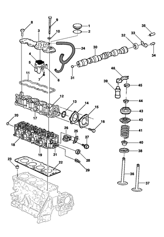 Imagem de Cabeçote do motor 4 cilindros 2.0/2.2l