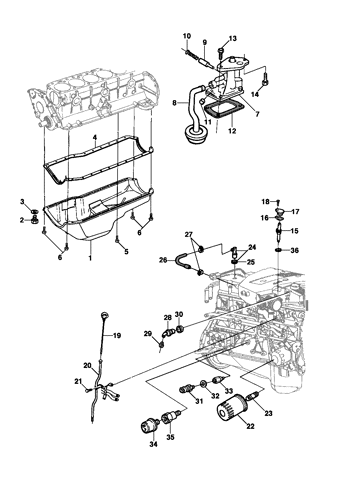 Imagem de Cárter e bomba de óleo do motor 6 cilindros 4.1l