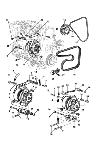 Imagem de Fixação do alternador do motor 4 cilindros