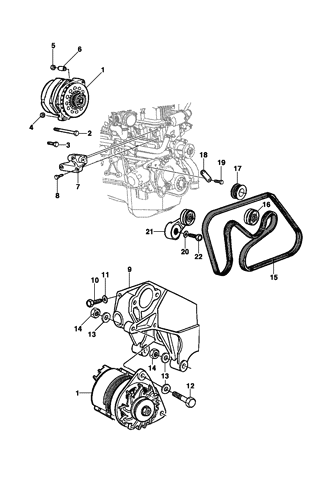 Imagem de Fixação do alternador do motor 6 cilindros