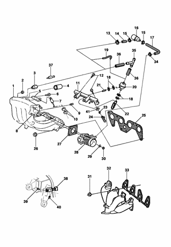 Imagem de Coletor de admissão e escapamento do motor 4 cilindros 2.0l