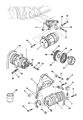 Imagem de Compressor do ar condicionado - motor 4 cilindros