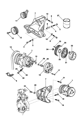 Imagem de Compressor do ar condicionado - motor 6 cilindros