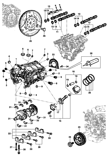 Imagem de Bloco, êmbolos e árvore de manivelas - ano modelo 2005/