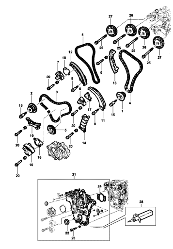 Imagem de Corrente e engrenagens da distribuição do motor - ano modelo 2005/