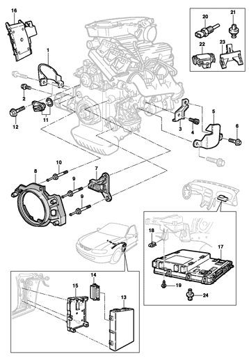 Imagem de Módulo de controle eletrônico e sensores - ano modelo 1999/2004