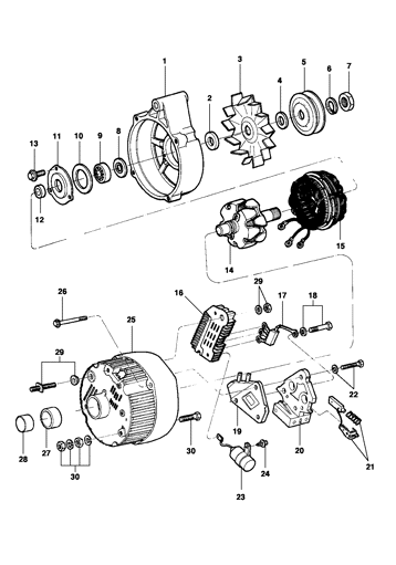 Imagem de Componentes do alternador - opção K77