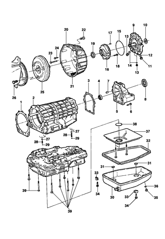 Imagem de Conversor- carcaça- bomba de óleo e carter da transmissão automática MS2