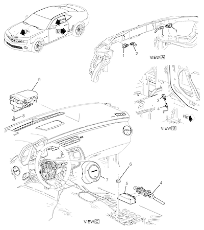Imagem de Sistema airbag motorista e passageiro com sensores e módulos de segurança