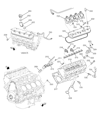 Imagem de Cabeçote do motor 6.2L V8 e peças relacionadas (L99/6.2J)