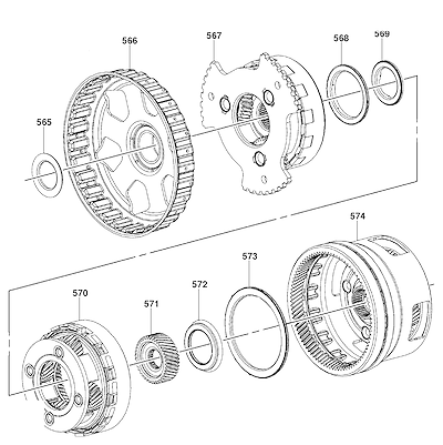 Imagem de Transmissão automática 6T45 com conjuntos de engrenagens e suportes (Ø58,6 mm)