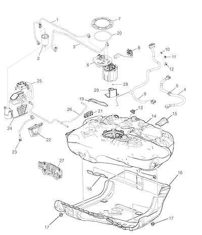 Imagem de Tanque de combustível e sistema de emissões evaporativas com acessórios completos
