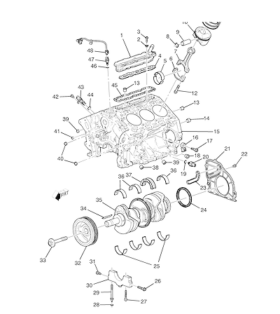 Imagem de Conjunto motor 3.6L L6 bloco, pistão, rolamento e sensores (LGX/3.6S)