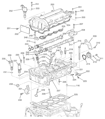 Imagem de Conjunto motor 2.4L L4 cabeçote e peças relacionadas de vedação e comando