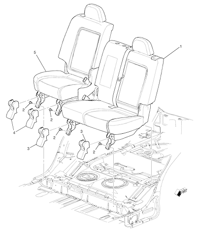 Imagem de Suporte e elevador do banco traseiro com cobertura e parafusos