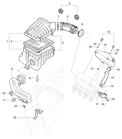 Imagem de Sistema de filtro e admissão de ar para motor diesel 1.7L