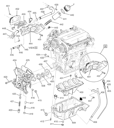 Imagem de Bomba de óleo, cárter e peças relacionadas do motor 1.6L L4 (LFJ)