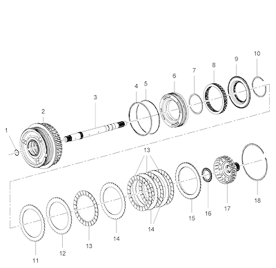 Imagem de Transmissão automática e embreagem 3-5-Ré e 4-5-6 (Ø97,39 mm)