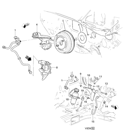 Imagem de Montagem do servomotor do freio e cilindro mestre (transmissão automática)