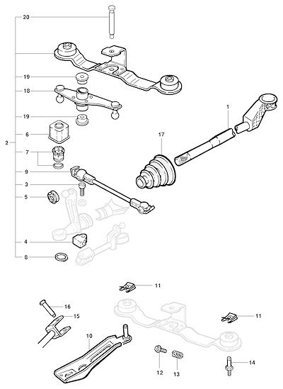 Imagem de Transmissão M79 controle (1999–2000) peças de suporte e fixação