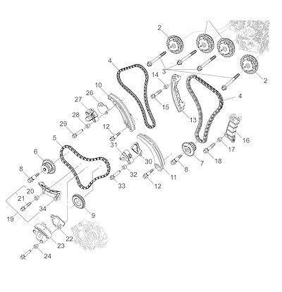 Imagem de Motor V6 correia reguladora e coroa (LLT) com tensores e engrenagens