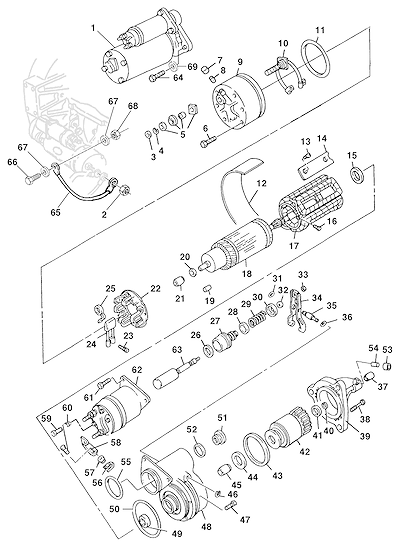 Imagem de Motor de partida e acessórios de fixação e proteção térmica