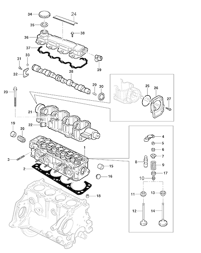 Imagem de Cabeçote cilindro e componentes (2001–2010) para motor R08-48-69