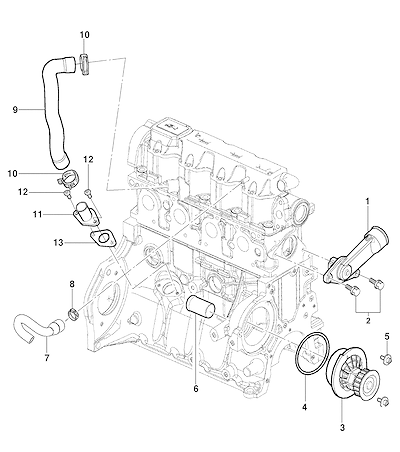 Imagem de Motor 1.4L L4 ventilação positiva do cárter e sistema de refrigeração