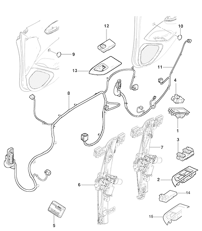 Imagem de Pacote acessórios para vidros elétricos das portas dianteira e traseira (2013–2021)