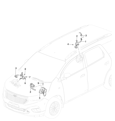 Imagem de Sistema elétrico dos freios (2019–2024) com sensores e válvula moduladora