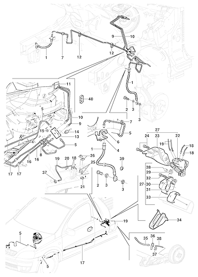 Imagem de Linha de freio sem ABS para pick-up com tubos, mangueiras e válvula proporcionadora