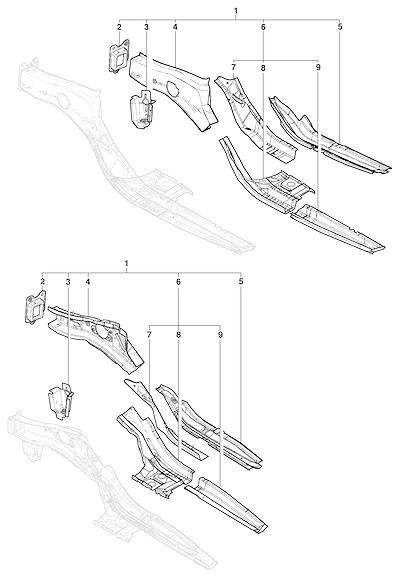 Imagem de Longarinas dianteiras e reforços para sedan, hatch e pick-up