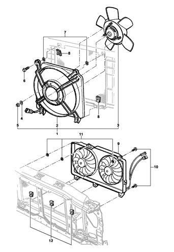 Imagem de Defletor e motor do ventilador do radiador - Motor LM3/LN2/LG1