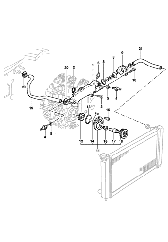 Imagem de Termostato e Bomba de água - Motor LM3/LN2/LG1