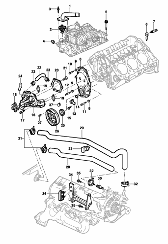 Imagem de Termostato e Bomba de água - Motor L35/LG3/LW9