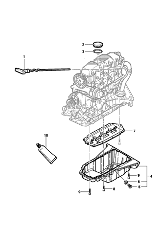 Imagem de Carter e vareta do nivel de óleo - Motor LM3/LN2/LG1