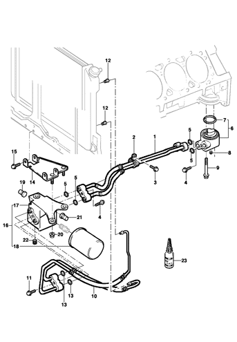 Imagem de Filtro e linha de arrefecimento do óleo do motor - Motor L35/LG3