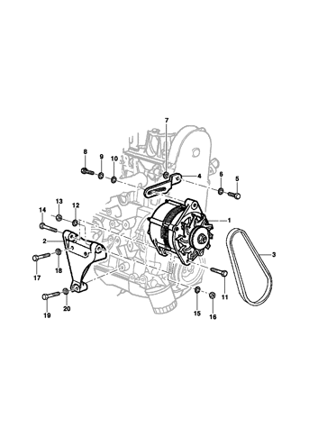 Imagem de Fixação do Alternador com direção mecânica - Motor LM3/LN2