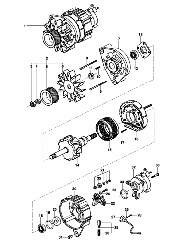 Imagem de Componentes do Alternador - Motor LK6