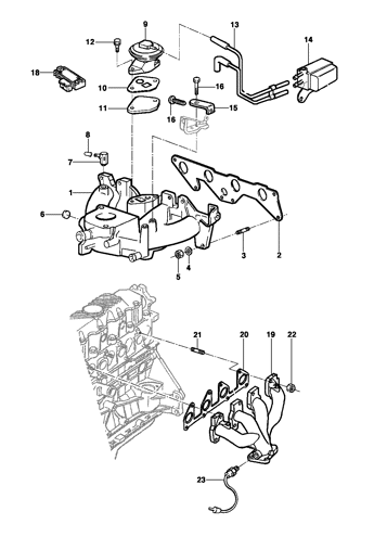 Imagem de Coletor de admissão e escape - Motor gasolina LM3