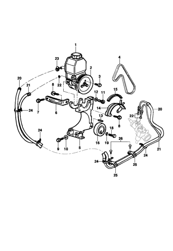Imagem de Bomba e linha da direção hidráulica - Motor gasolina LM3