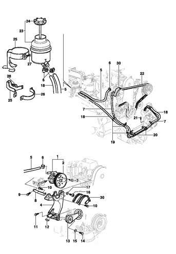 Imagem de Bomba e linha da direção hidráulica - Motor gasolina LN2/LG1